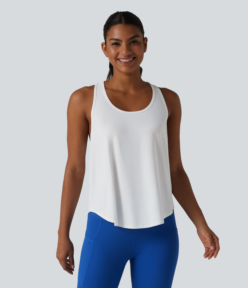 Débardeur de yoga dos nageur croisé à ourlet asymétrique arrondi