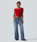 Halara Flex™ Jean droit casual taille basse avec poches