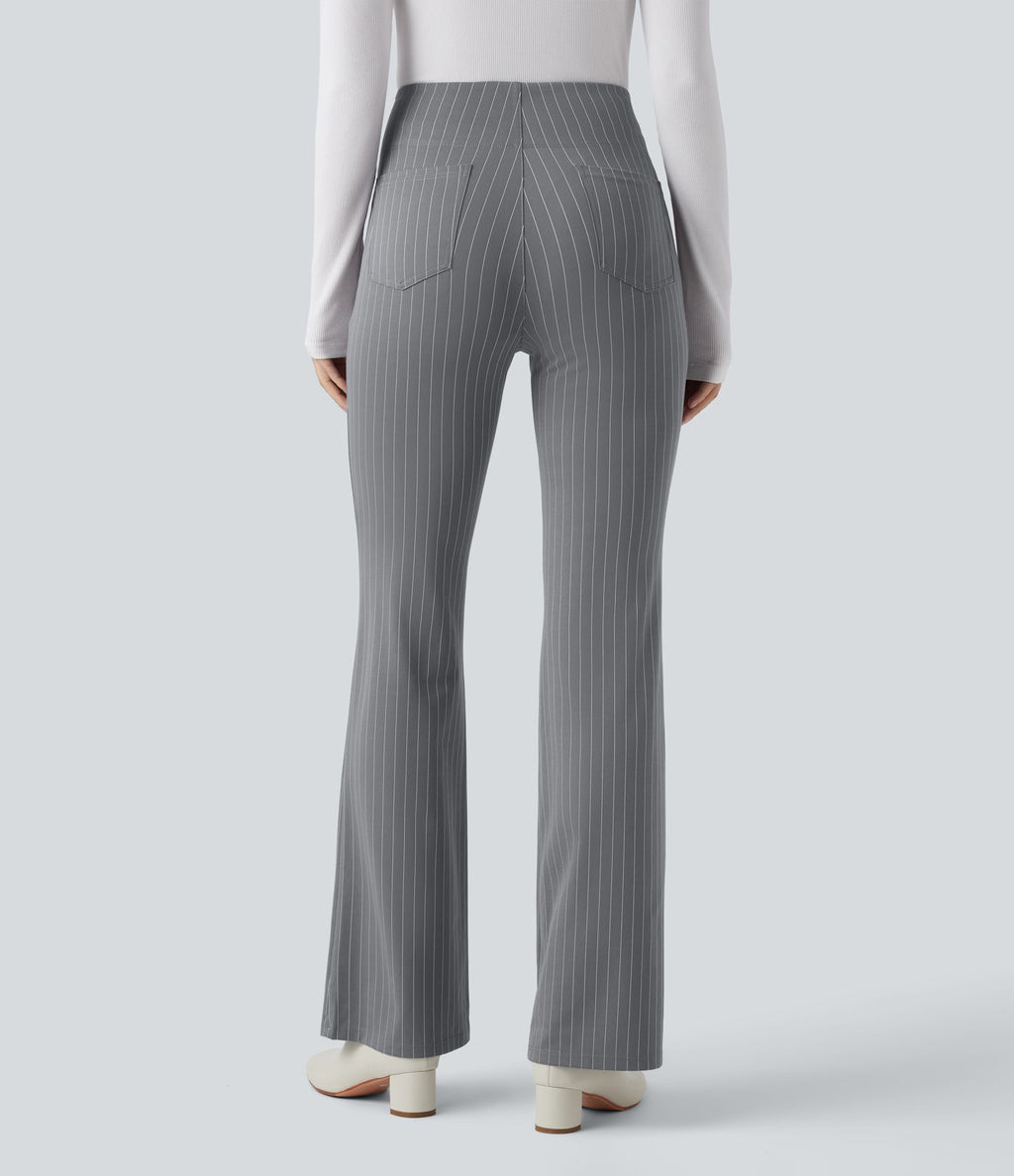Halara Flex™ Pantalon tailleur évasé à rayures taille haute avec poches
