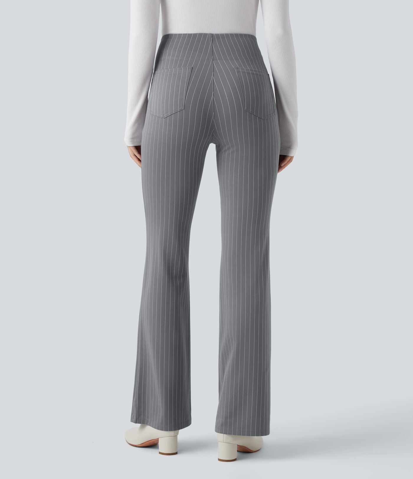 Halara Flex™ Pantalon tailleur évasé à rayures taille haute avec poches