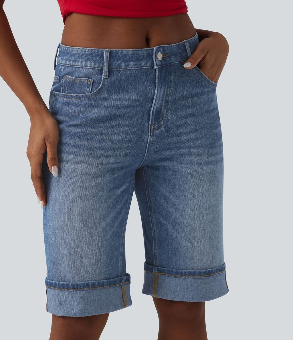 Short tailleur Halara Flex™ denim casual taille mi-haute avec poches