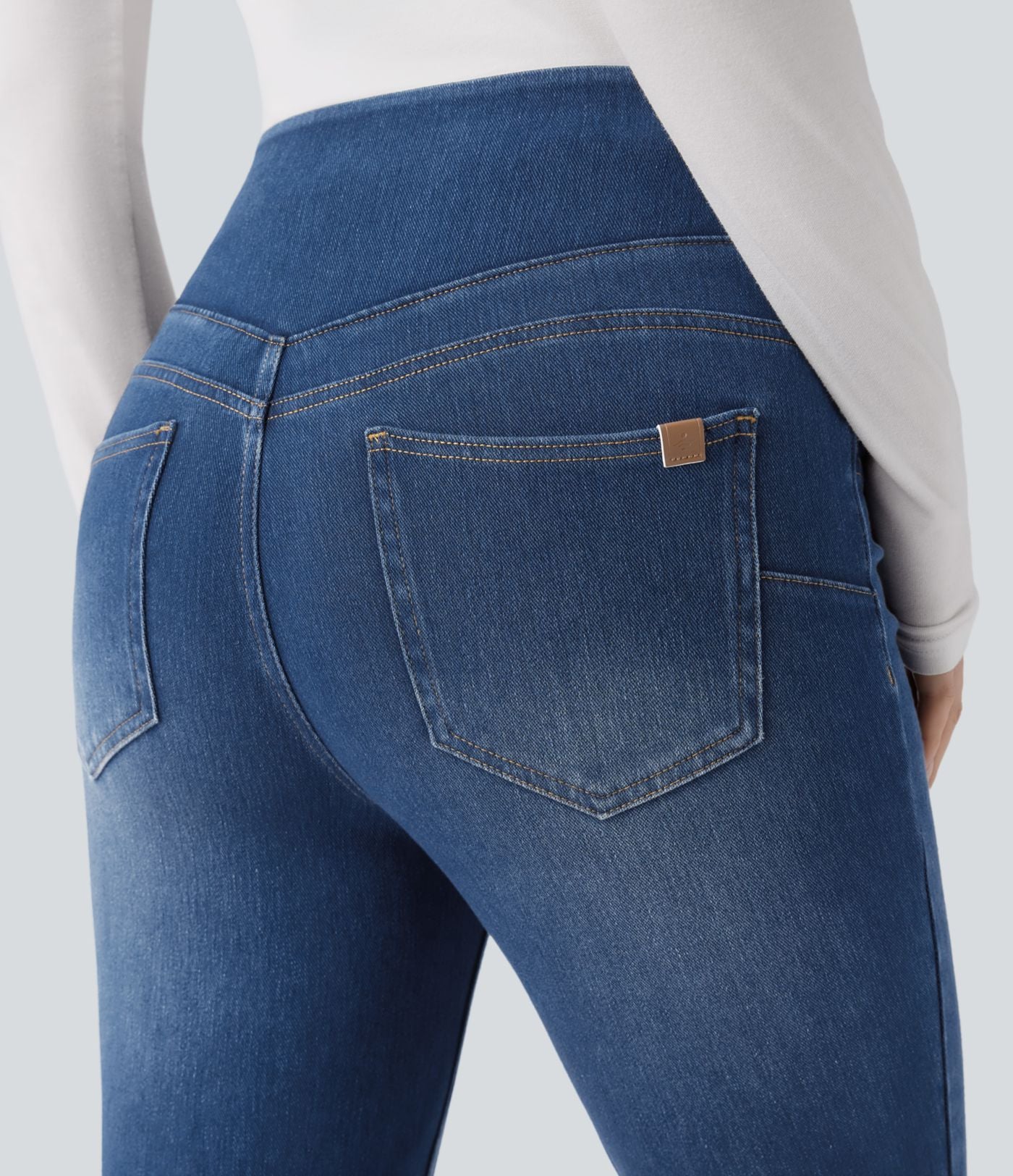 Legging skinny 7/8 en denim Halara Flex™ taille haute gainant avec poches
