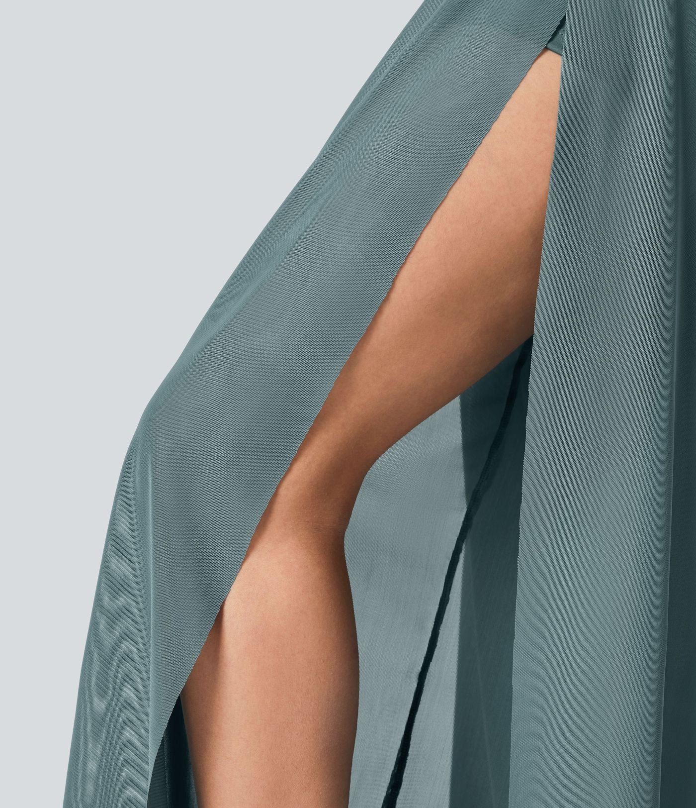Pantalon Yoga 2 en 1 à Taille Haute avec Cordon de Serrage Maille Contrastée Fendu Poche Latérale et Jambes Amples et Fluides
