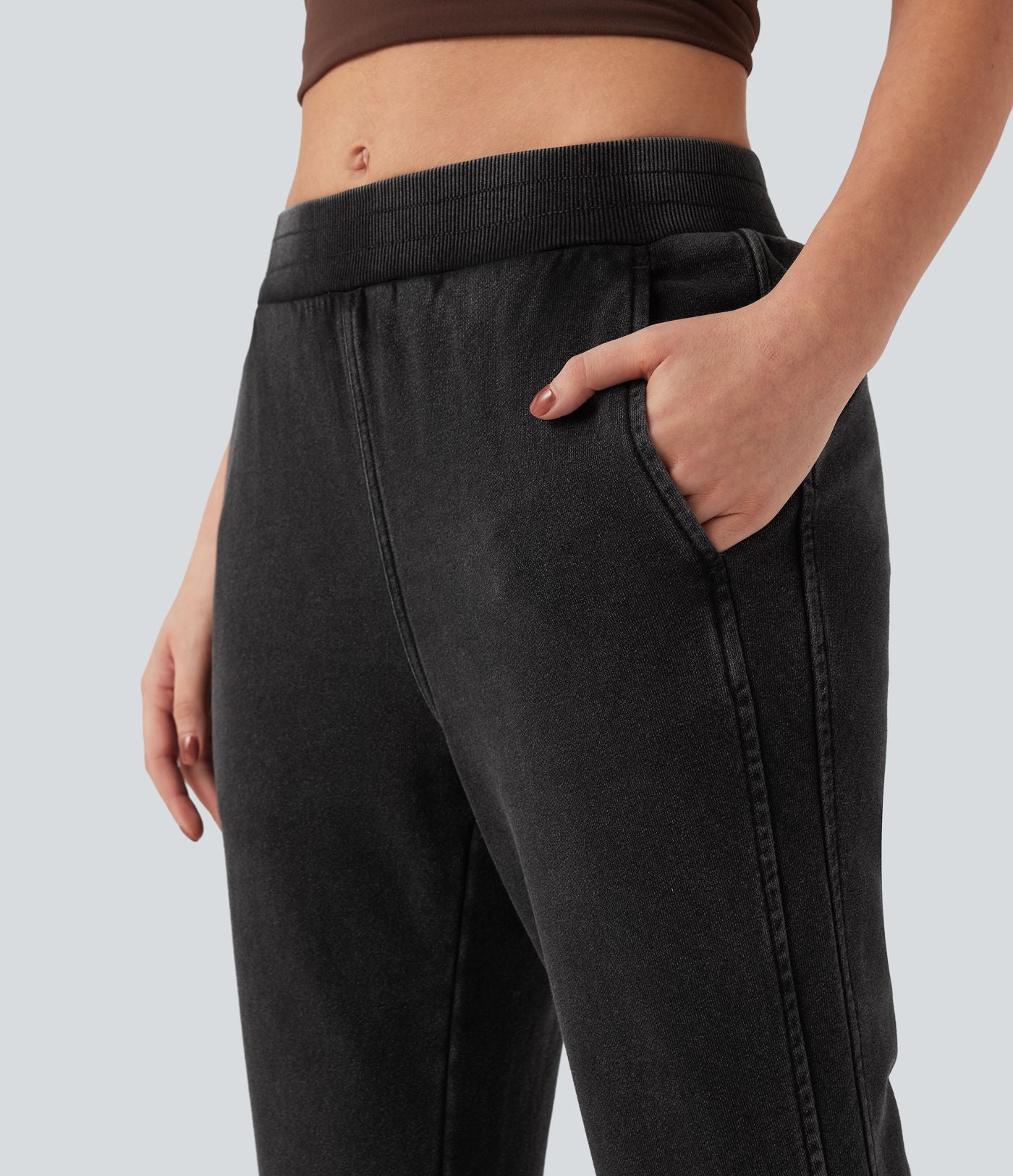Jean évasé jogging molleton français Halara Flex™ taille mi-haute avec poches