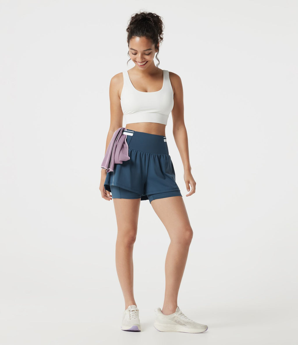 Short d’entraînement 2-en-1 SoftlyZero™ Airy réfléchissant taille très haute gainant effet frais 12,5 cm avec poches