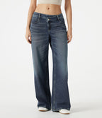Jean baggy Halara Flex™ taille basse délavé asymétrique avec poches