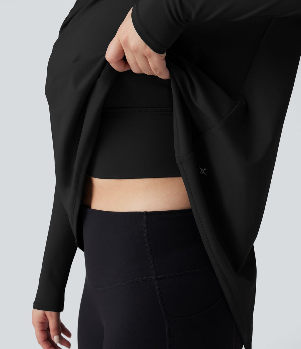 Haut de sport yoga SoftlyZero™ 2-en-1 col rond à manches longues avec nœud au dos et effet frais InstantCool, protection solaire UPF50+