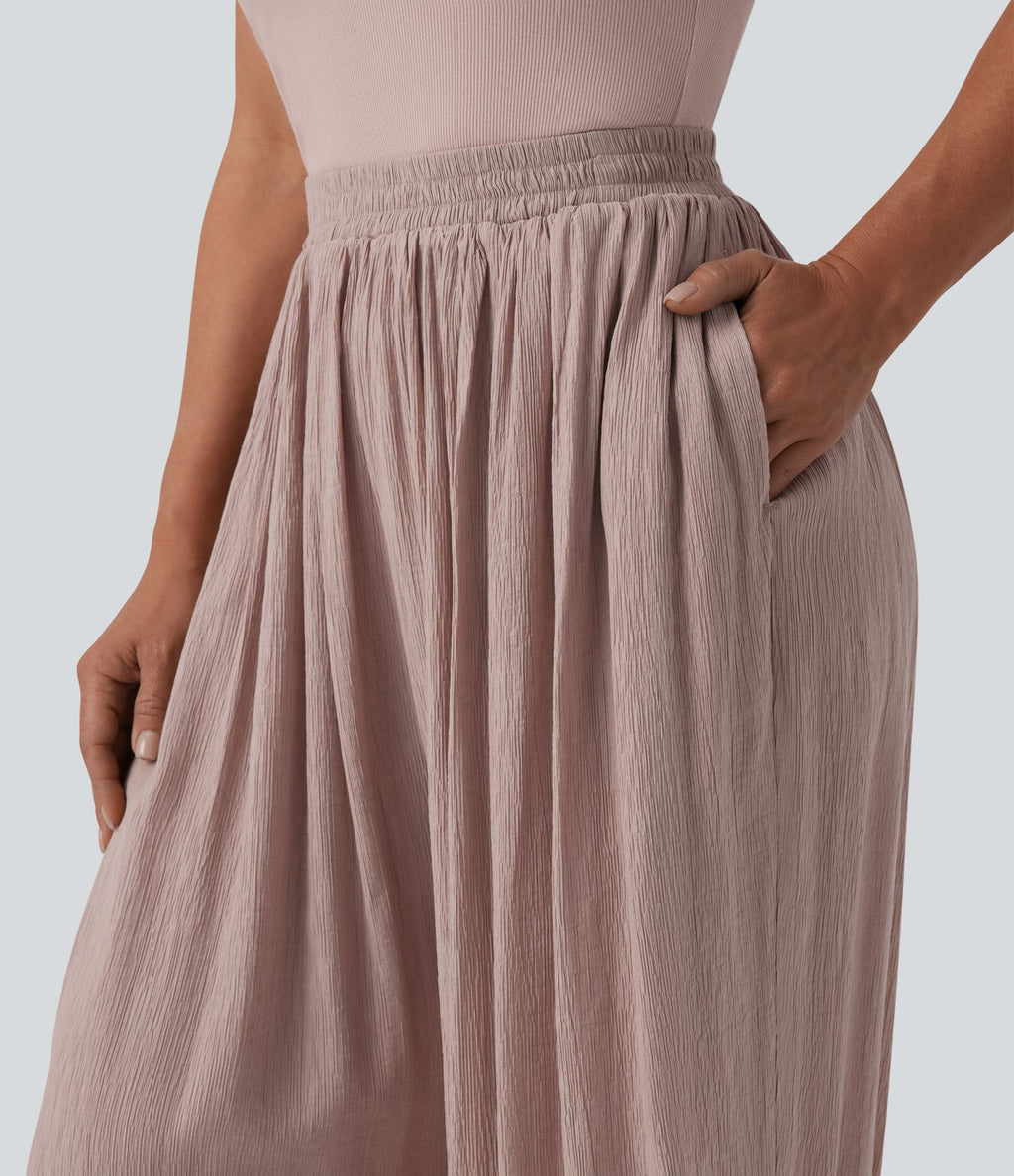 Jogging ample taille mi-haute avec poches