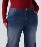 Jean évasé délavé grande taille taille basse Halara Flex™ avec poches
