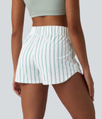 Short de tennis rayé 7,5 cm taille haute ourlet arrondi et cordon de serrage avec poches