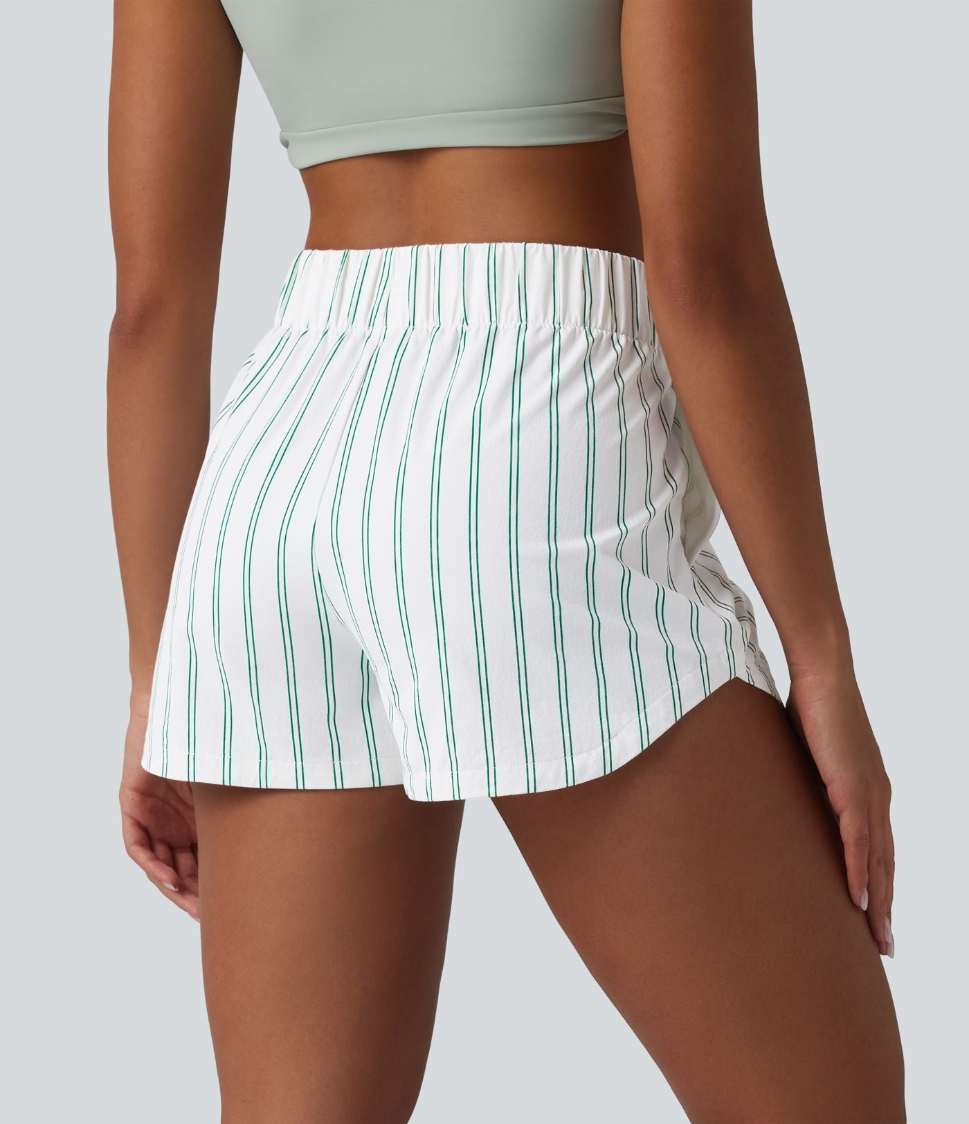 Short de tennis rayé 7,5 cm taille haute ourlet arrondi et cordon de serrage avec poches