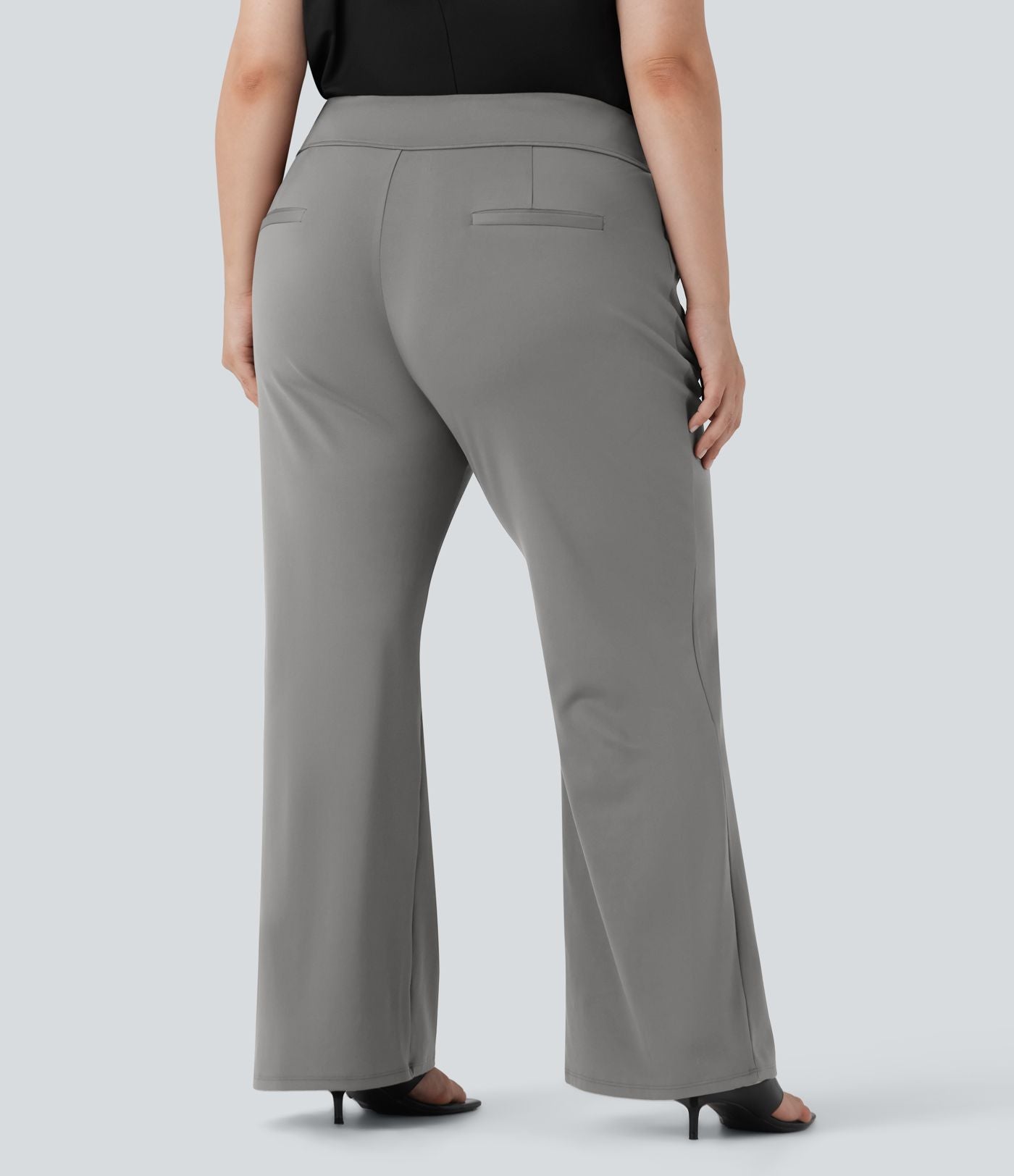 Pantalon tailleur évasé grande taille taille haute Halara Flex™ DayStretch avec poches zippées latérales