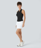 Softlyzero™ QuickDry Débardeur Golf Slim à Demi-Zip et Col Baseball