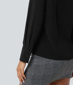 Chemise de travail en mousseline col V manches longues