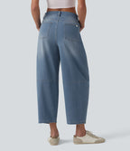 Jean Barrel 7/8 taille basse Halara Flex™ avec poches zippées