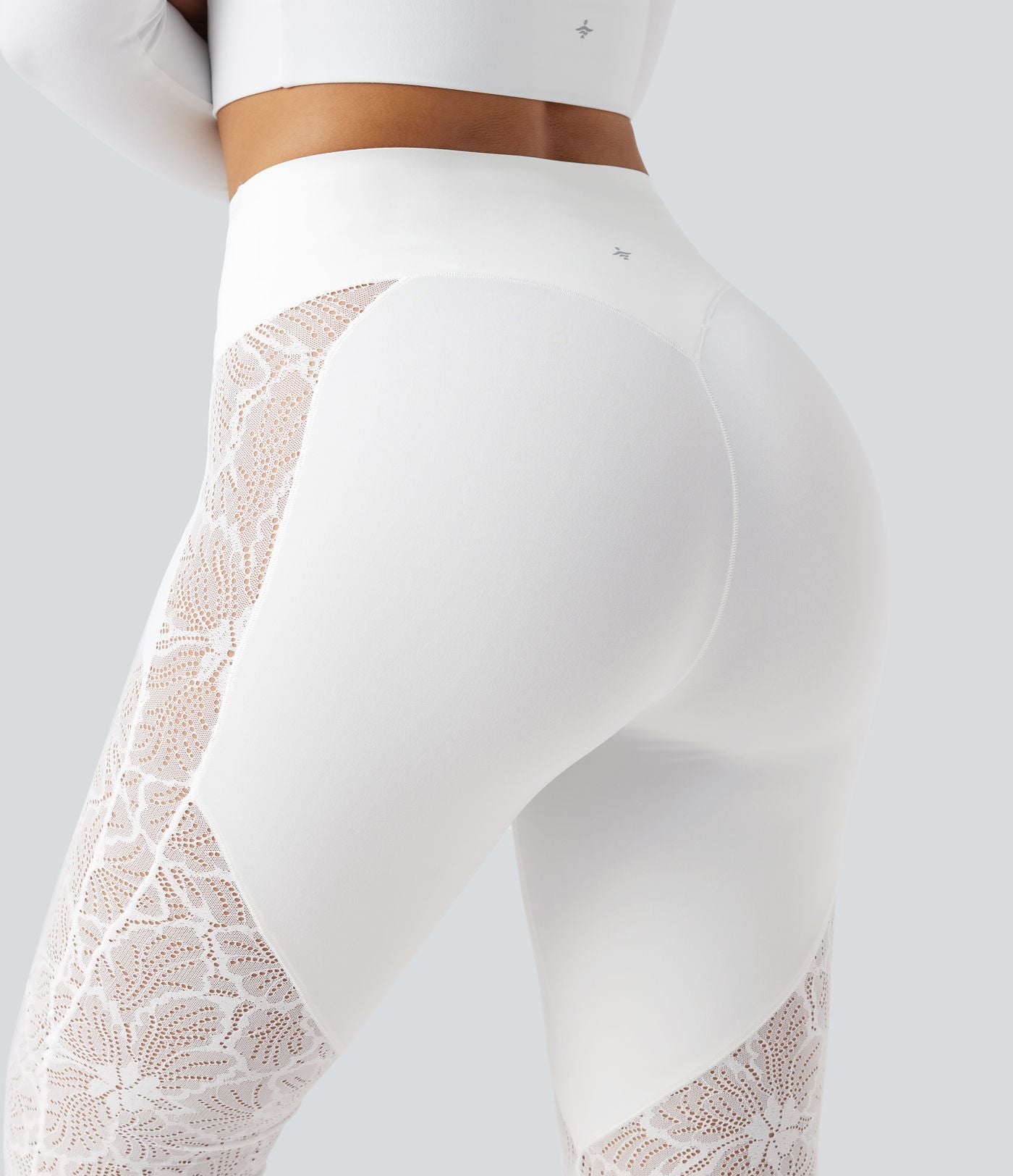 Pantalon de yoga évasé gainant taille haute avec dentelle contrastée et poche Halara UltraSculpt™