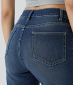 Jean droit Halara Flex™ à taille haute, poches multiples, effet délavé et tissu extensible