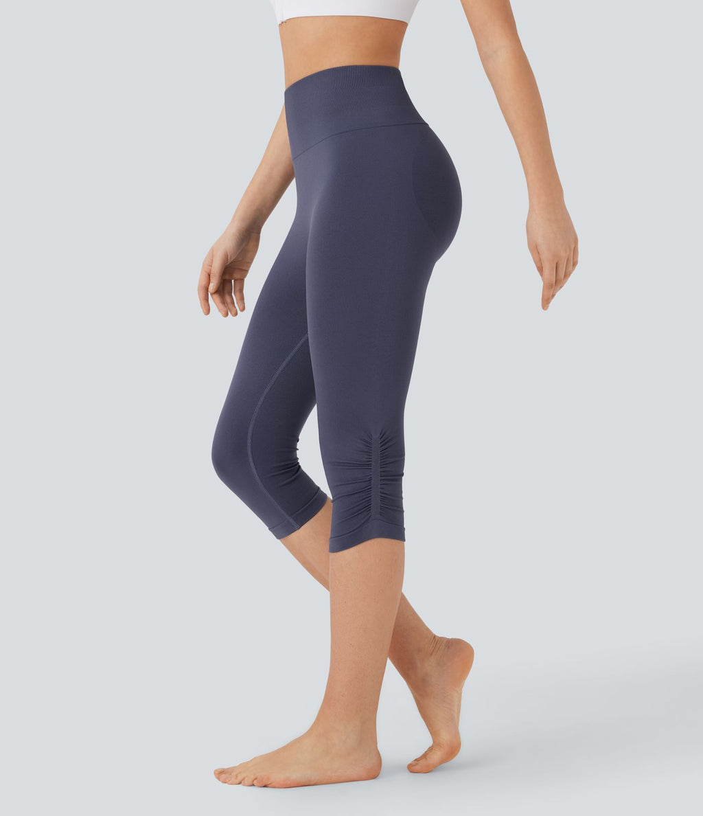 Legging yoga pedal pusher taille haute froncé sans couture OneForm Seamless Flow