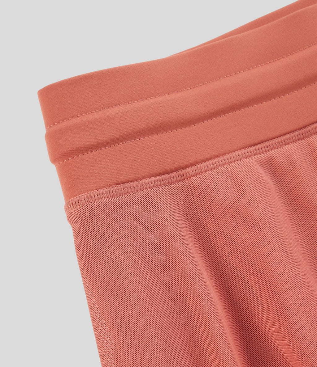 Jupe Casual Évasée Mesh Mi-Longue Fuide 2 en 1 Contrastée Taille Haute Cordon Poche Latérale