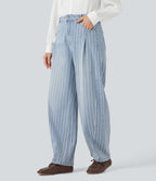 Jean barrel Halara Flex™ rayé taille haute avec poches