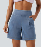 Halara Flex™ Short décontracté ample en jean taille haute 17,5 cm avec poches
