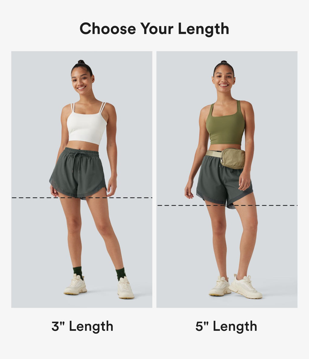 Short de running 2-en-1 taille mi-haute 7,5 cm avec cordon, ourlet incurvé, mesh contrasté et poches
