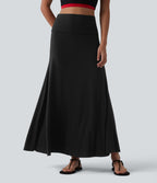 Jupe sirène casual longue taille haute avec ceinture repliable