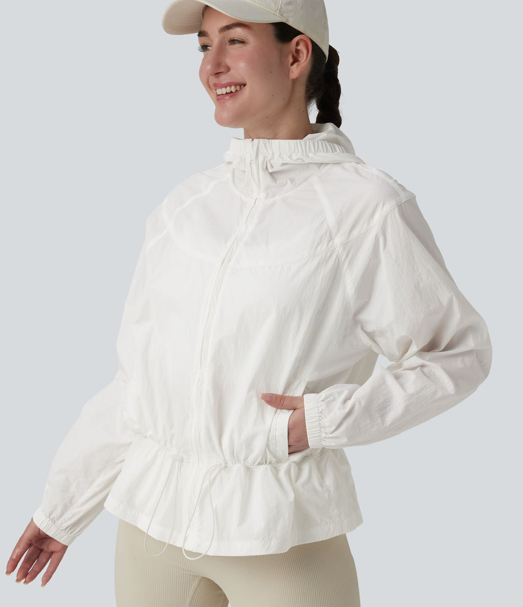 Coupe-vent casual à capuche avec cordon de serrage et poches