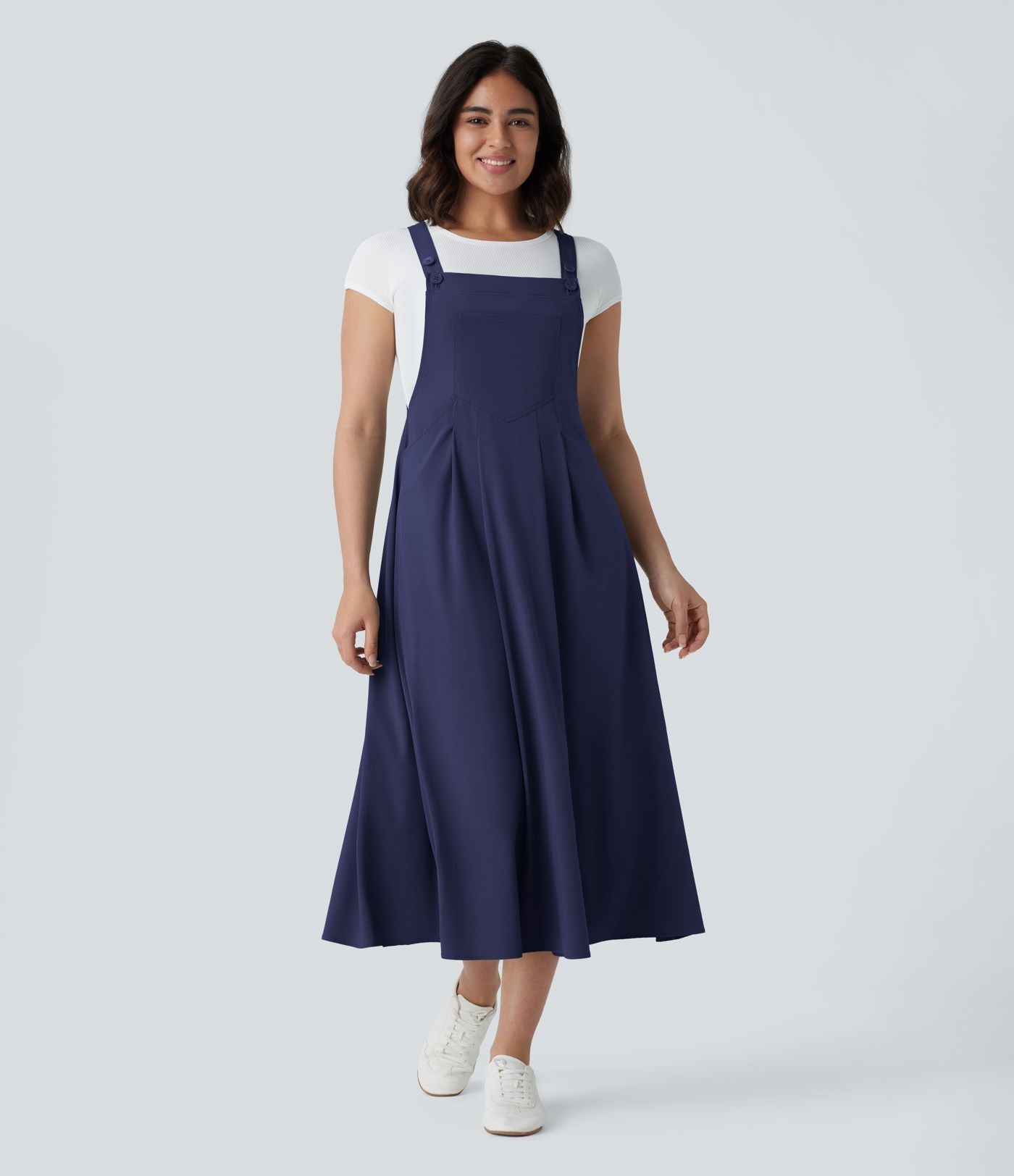 Robe mi-longue décontractée fluide Breezeful™ séchage rapide avec bretelles ajustables, boutons et poches multiples
