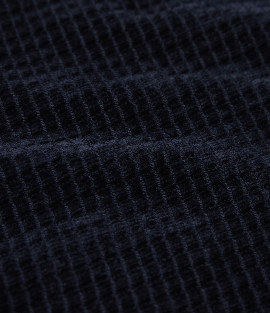 Pantalon décontracté chenille gaufré taille haute avec cordon de serrage et poches