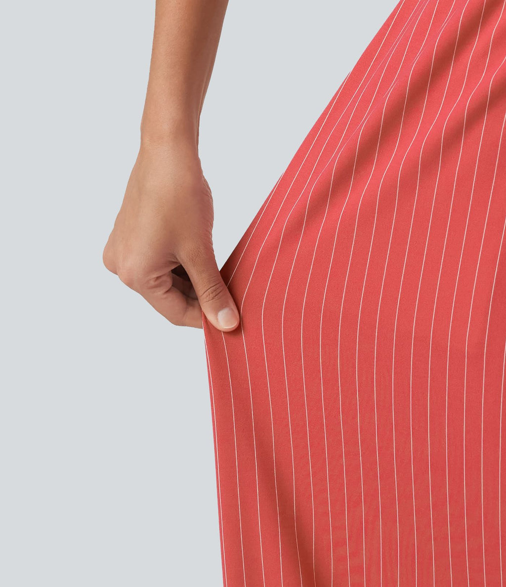 Combinaison tailleur col V sans manches à rayures et fronces avec poches - Easy Peasy