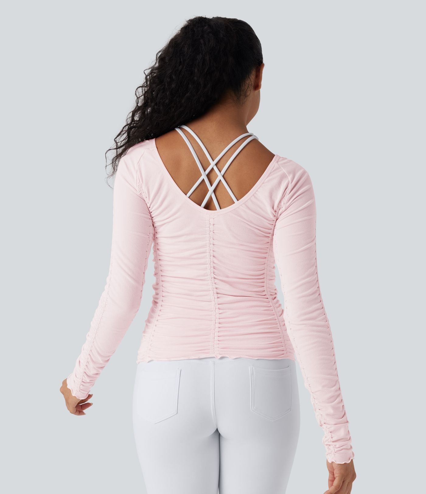 Haut de sport yoga froncé avec finitions ondulées sans couture OneForm Seamless Flow