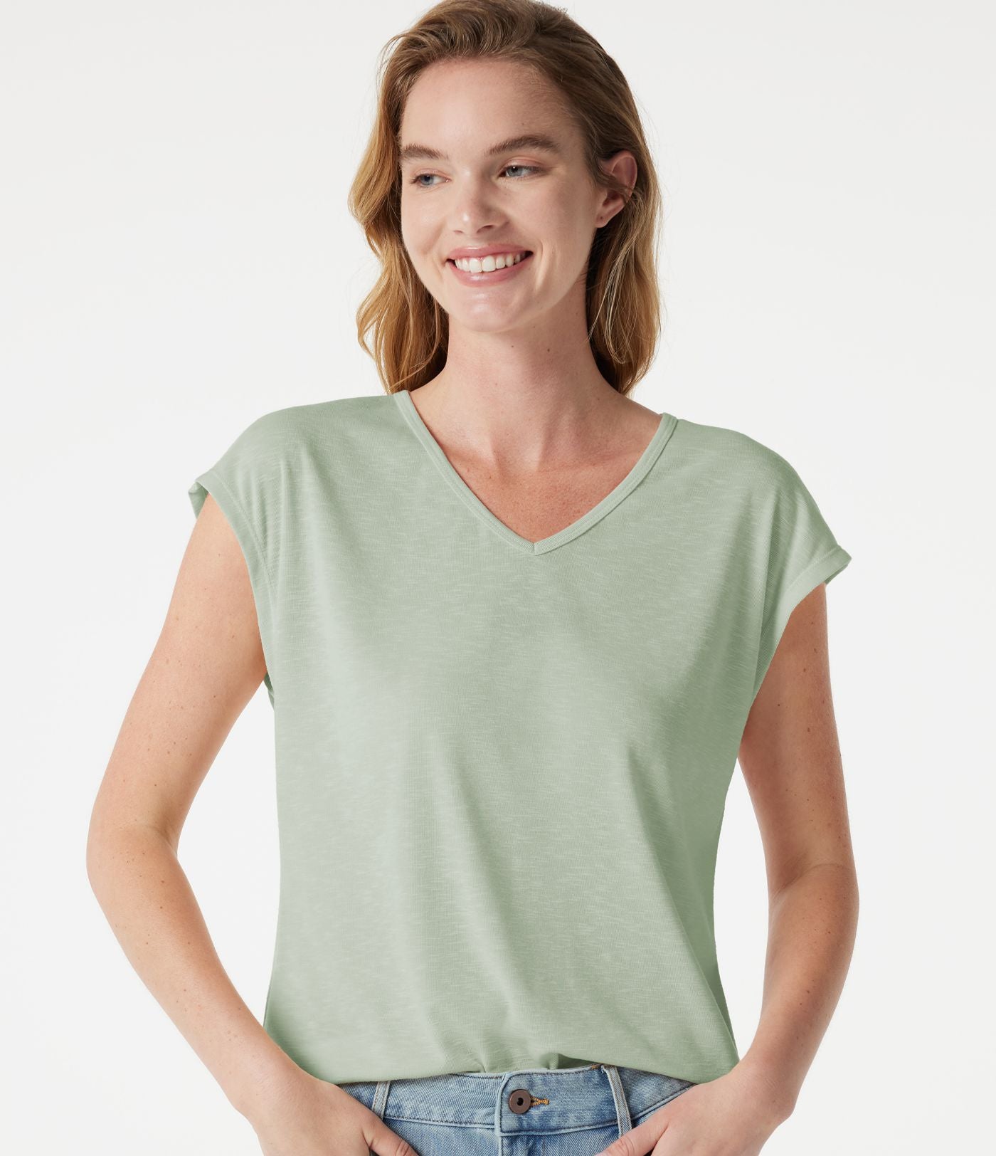 T-shirt casual col V à manches courtes
