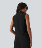 Blouse de travail sans manches à col drapé