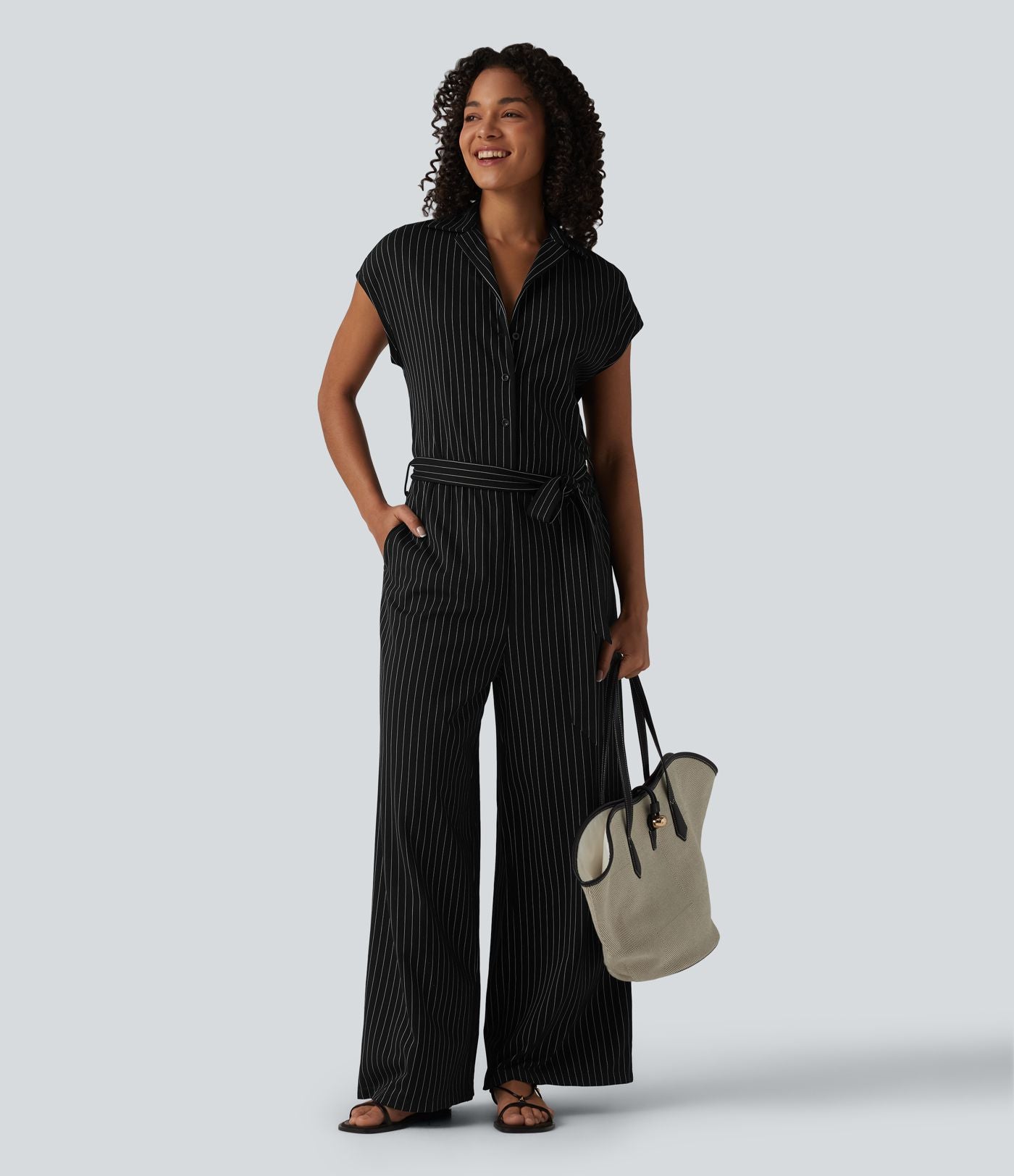 Combinaison chemise manches courtes bureau à effet frais avec ceintures et poches, accès facile Easy Peasy