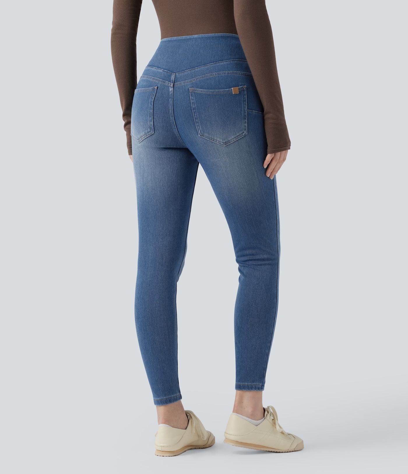 Legging skinny 7/8 en denim Halara Flex™ taille haute gainant avec poches