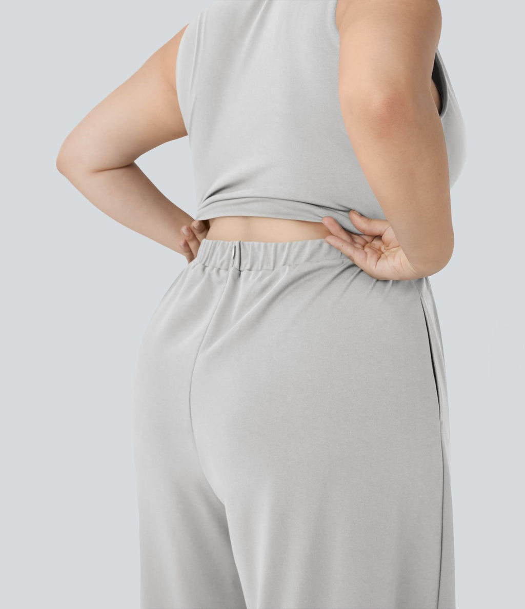 Combinaison grande taille col V sans manches avec poches - Édition Easy Peasy