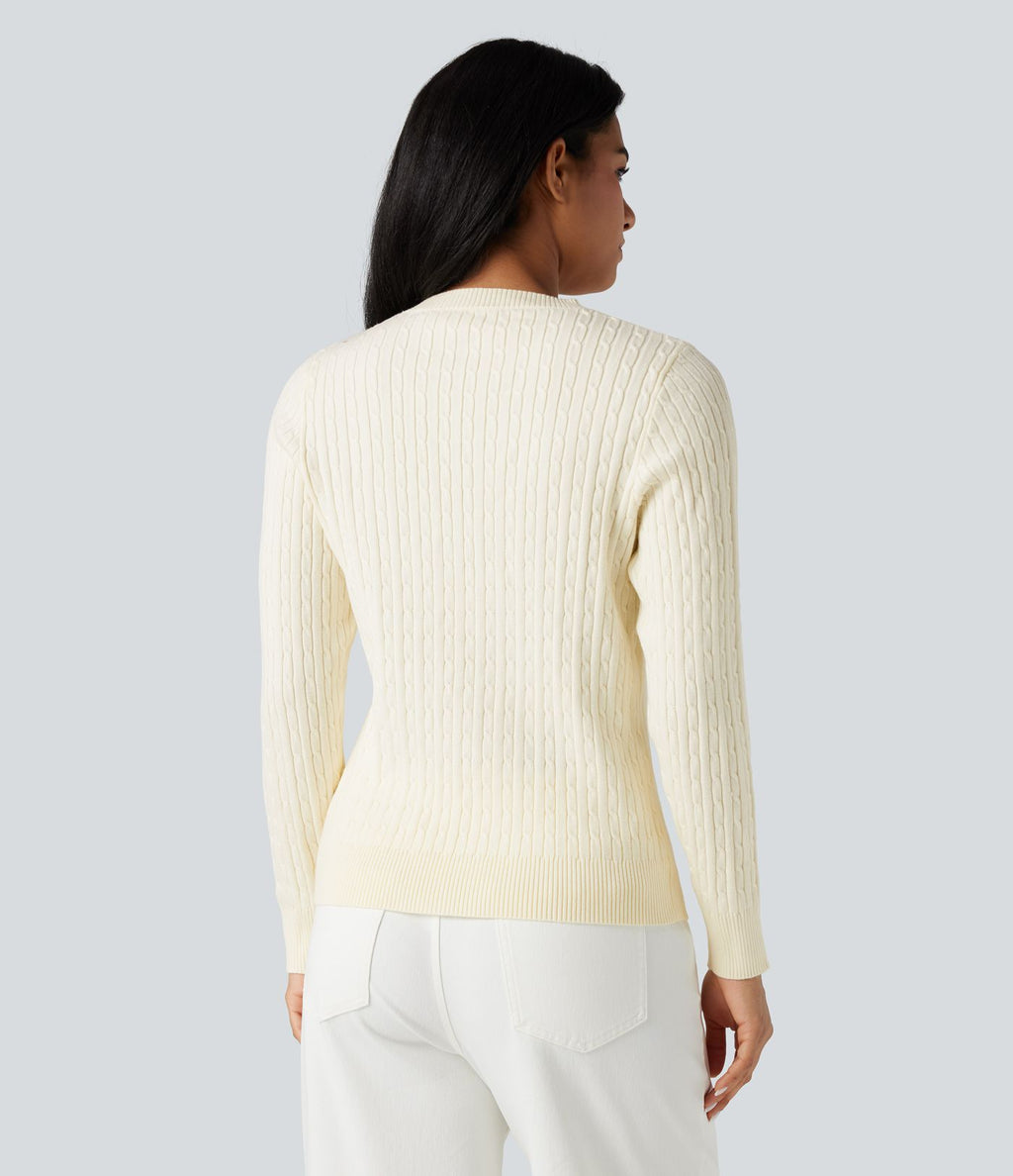 Pull col rond manches longues torsadé