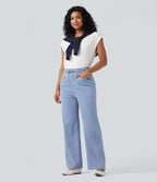 Jean Halara Flex™ taille haute large à cordon de serrage en maille extensible effet frais InstantCool avec poches