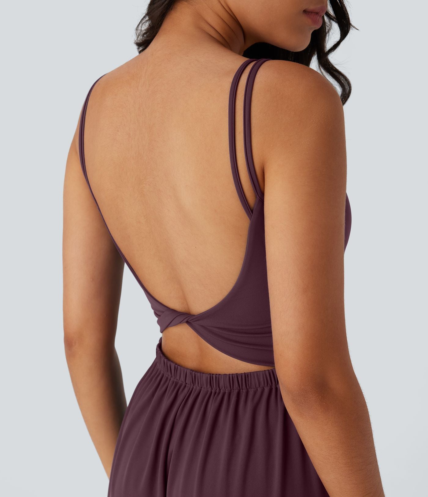 Combinaison de yoga Softlyzero™ Airy à doubles bretelles, dos nu, avec effet torsadé et poches latérales Cool Touch - Édition Easy Peasy