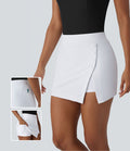 Jupe-short de golf mini taille haute 2-en-1 fendue à boutons décoratifs avec poche latérale séchage rapide - Poche pour tee de golf - UPF40+