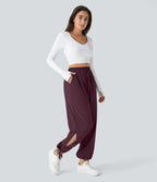 Breezeful™ Jogging Casual à Taille Haute avec Cordon de Serrage Poches Latérales Fente en Bas et Séchage Rapide