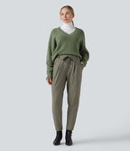 Pantalon Halara Flex™ taille mi-haute à cordon, effet rayé, coupe fuselée avec poches