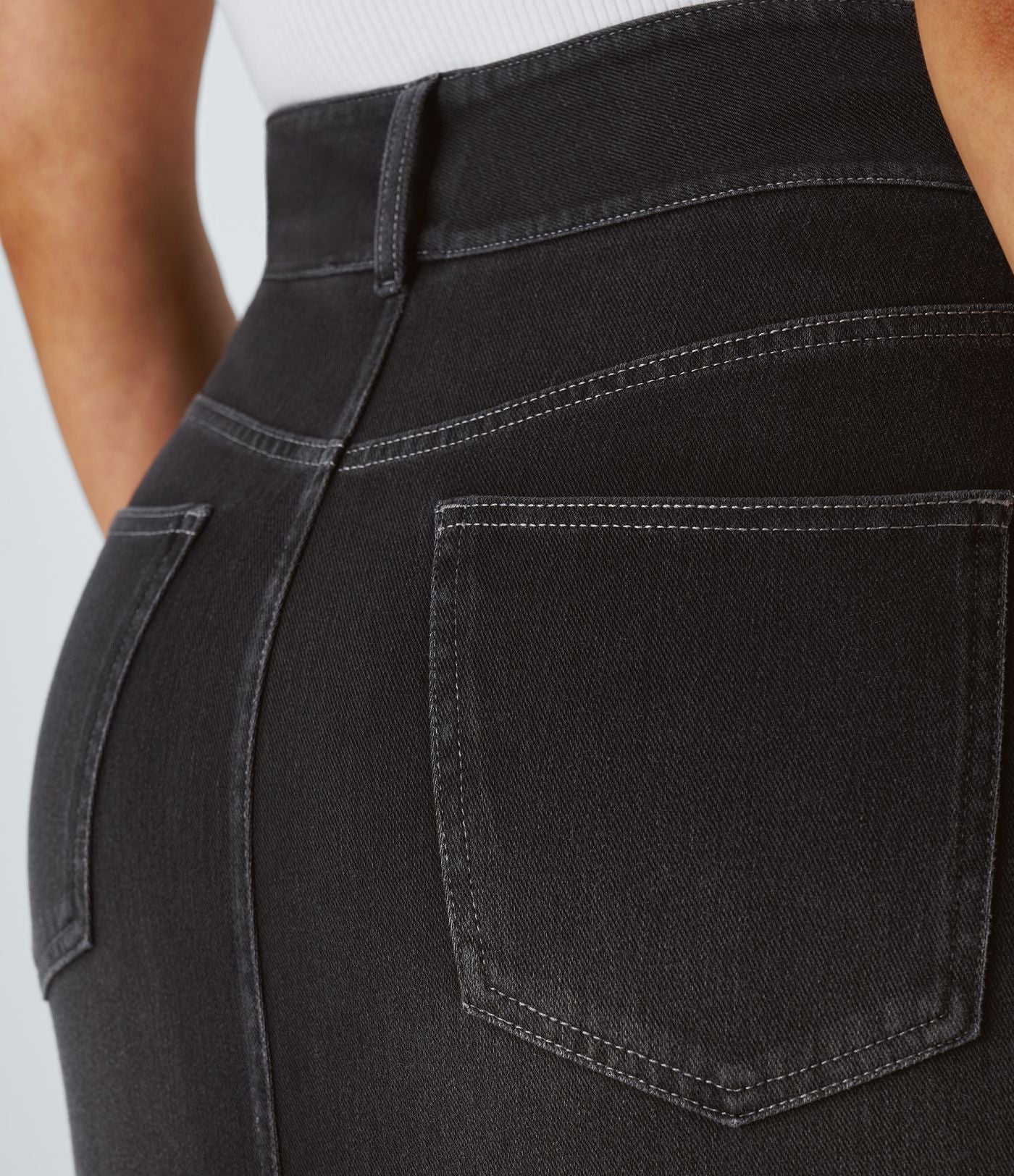 Halara Flex™ Jupe en Jean Casual Mi-Longue Délavé Extensible Plusieurs Poches Taille Haute