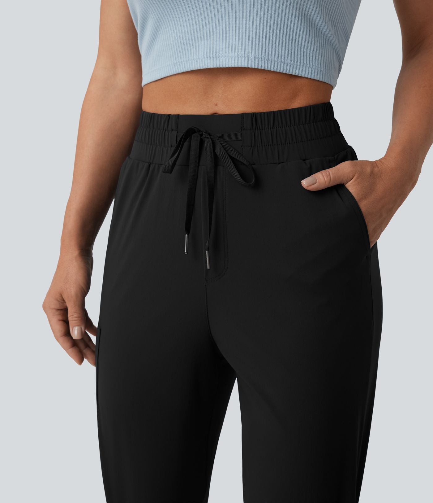 Jogging running taille mi-haute à cordon de serrage avec poches