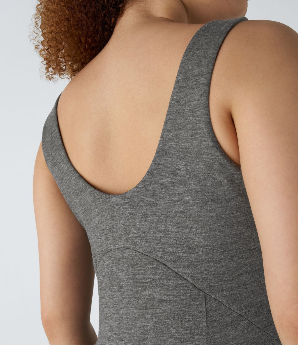 Robe Casual Débardeur Longue Fluide Fendue Dos Nu à Col en U