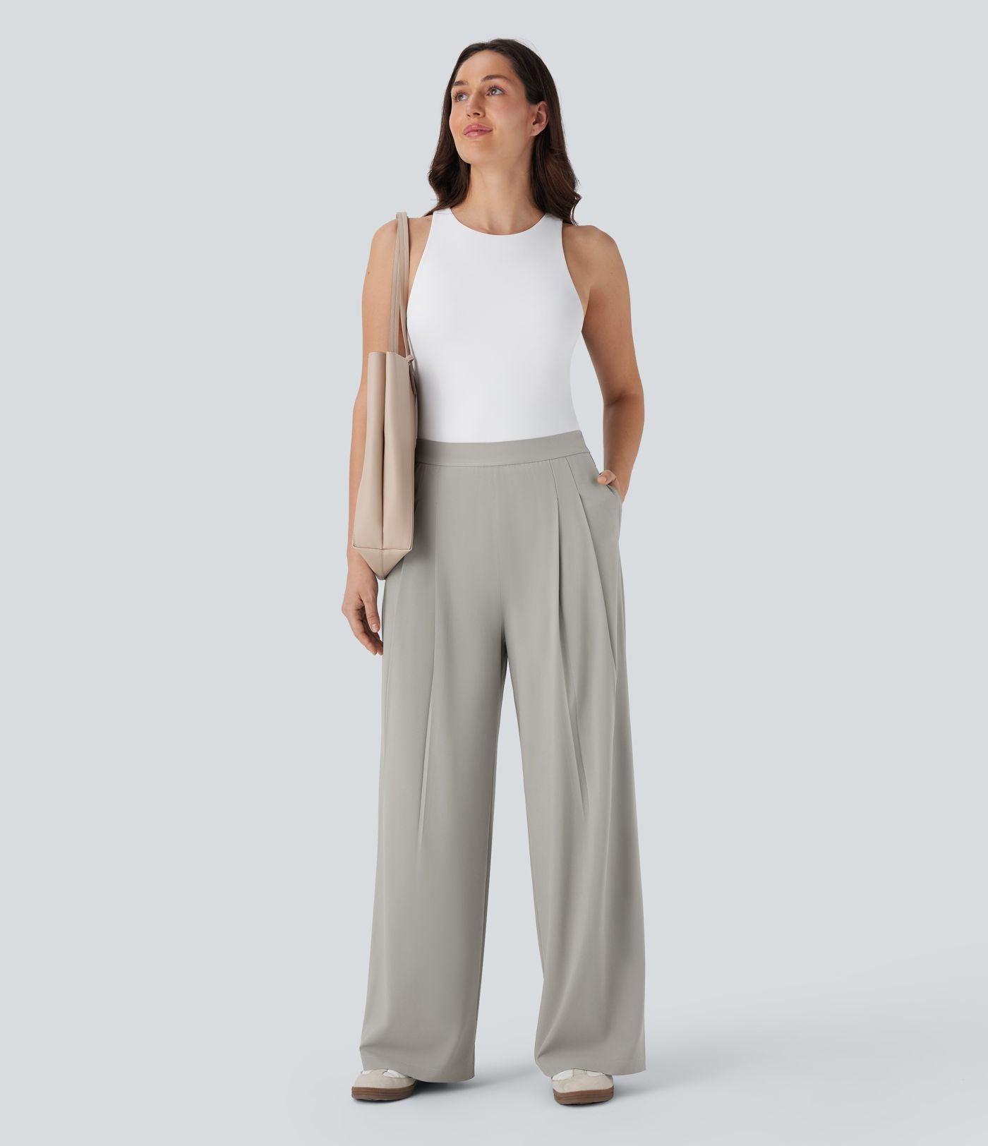 Pantalon de costume Breezeful™ à taille haute, jambes larges, poches latérales et séchage rapide