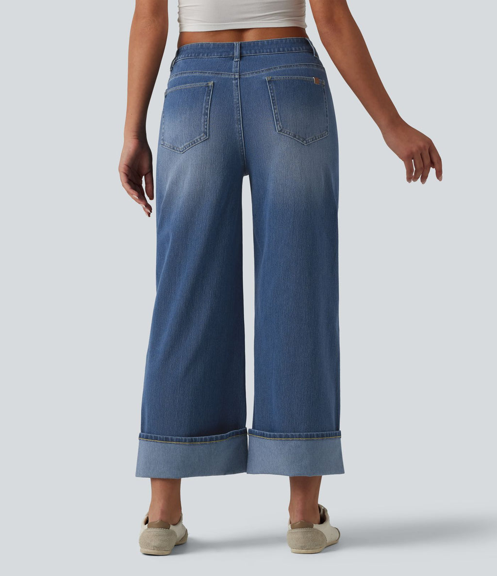 Jean large Halara Flex™ taille mi-haute asymétrique avec ourlet retroussé et poches