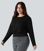 Top grande taille col rond manches longues