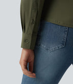Chemise casual infroissable à manches longues et séchage rapide